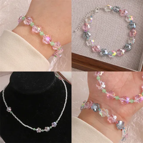 10mm Faceted Glass Flower Beads AB Color Plated Crystal Spacer Loose Beads For DIY Jewelry Making Necklace Bracelet Accessory