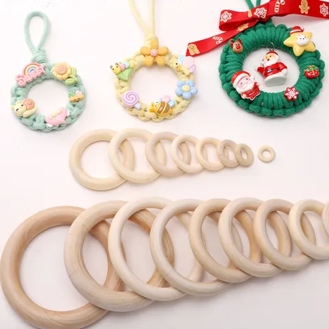 Natural Unfinished Wood Rings Round Wooden Circles For DIY Jewelry Making Macrame Craft Pendant Necklace Accessories Multi Sizes