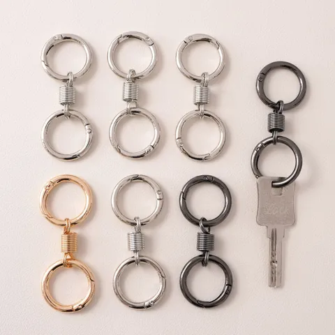 Metal Spring Clasp Keychain Double Round Ring Alloy Key Ring DIY Handbags Charm Accessory Modern Minimalist Jewelry Key Chain