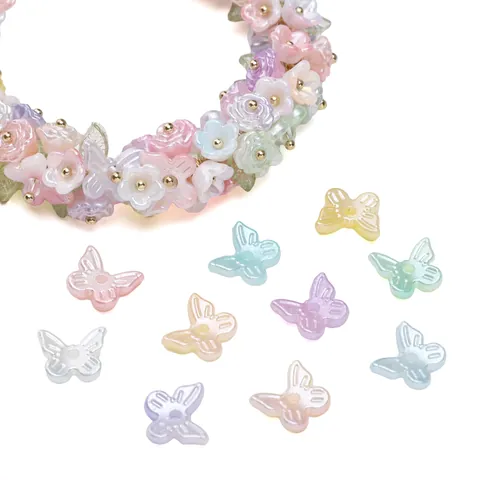 Pearlescent Butterfly Beads ABS Acrylic DIY Jewelry Making For Necklace Bracelet Phone Chain Colorful Mixed Loose Beads