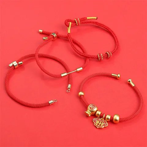 Handgemaakt Rood Gevlochten Touw Voor DIY Sieraden Maken Verstelbaar Halfafgewerkt Armbandkoord Voor Kralen Handwerk Gelukscadeau