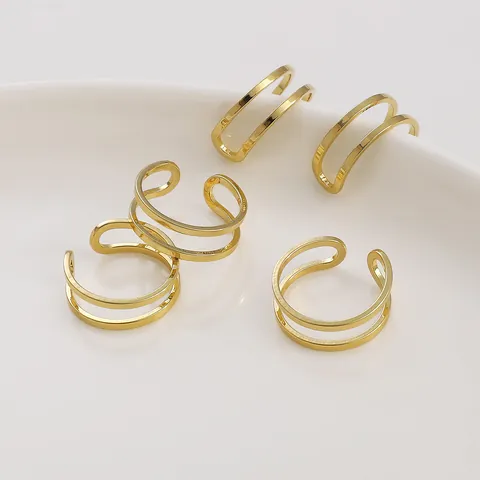 Base de Anillo Abierto de Doble Capa de Cobre Lleno de Oro 14K para Creación de Joyas DIY Ajustable Accesorio Minimalista