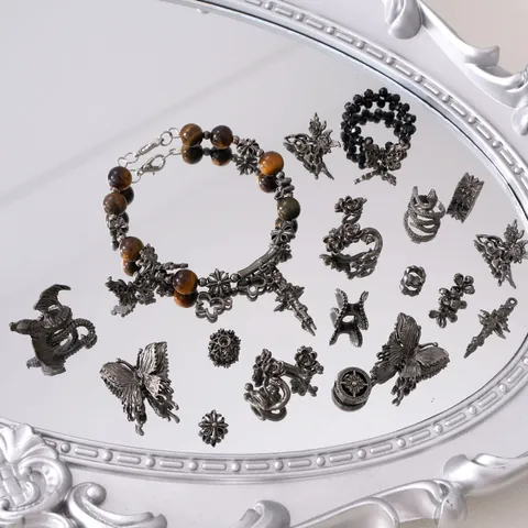 Gothic Dark Style Metal Beads Charms Alloy Butterfly Cross Rose Sword Dragon Spacers For DIY Jewelry Making Accessories