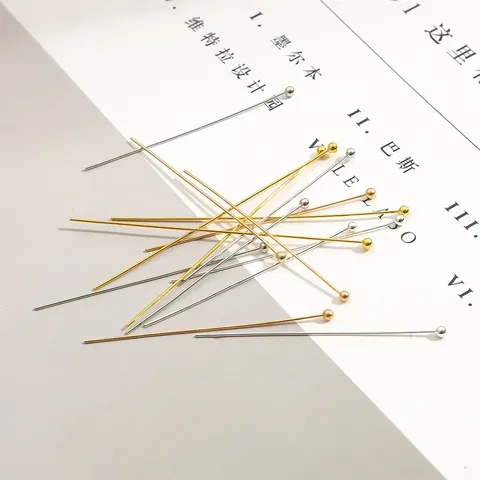 Electroplated Copper Ball Head Pins Jewelry Making Components For DIY Earrings Hairpins Accessory Gold Silver KC Gold White K