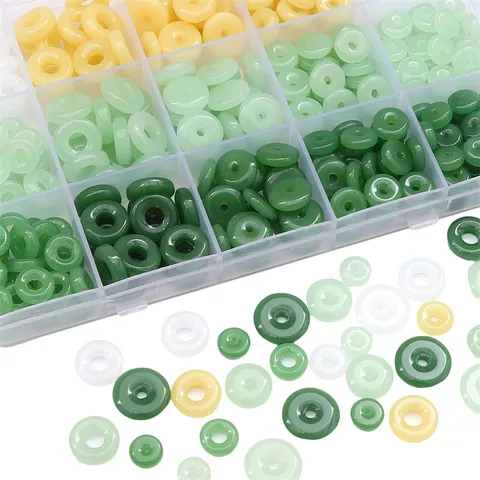 Faux Jade Glass Ping An Kou Beads For Jewelry Making Donut Shaped Lampwork Spacer Beads For DIY Bracelet Necklace Craft Materials