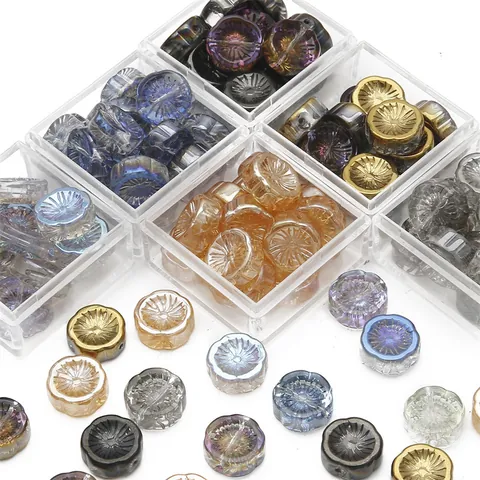 Glas Blumenperlen Aurora Hawaii-Stil Flache Runde Lose Perlen Für DIY Armband Halskette Ohrring Schmuckherstellung Zubehör