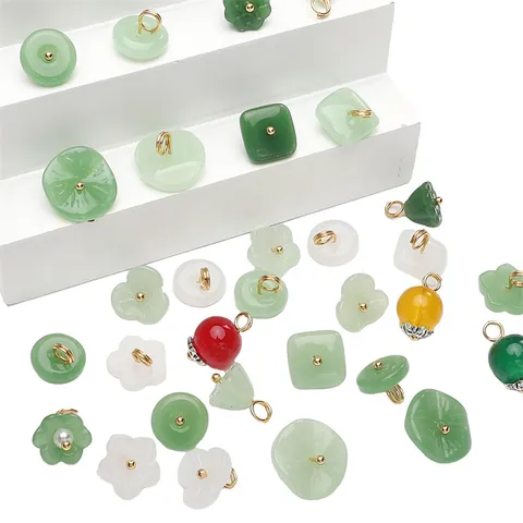 Ciondoli in Vetro Imitazione Giada Stile Cinese Fai da Te Ciondoli a Forma di Fiore Fibbia di Sicurezza per Collana Bracciale Fatto a Mano Accessori per Gioielli