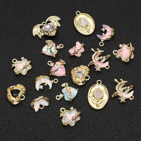 DIY Legierung Anhänger Charms Für Schmuckherstellung Schmetterling Herz Stern Mond Tulpe Strass Glas Anhänger Ohne Kette Für Damen Mädchen Handgefertigte Bastelmaterialien