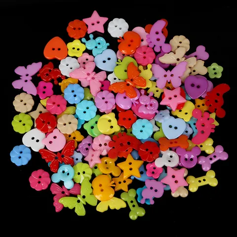Mixed Colorful Plastic Buttons Various Shapes Animal Flower Pattern For DIY Sewing Craft Accessories Clothing Decor