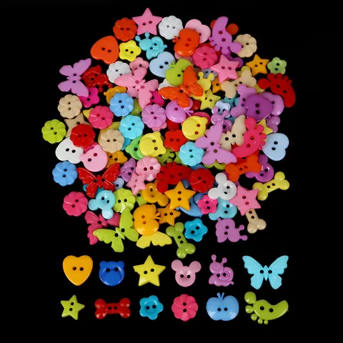 Mixed Colorful Plastic Buttons Various Shapes Animal Flower Pattern For DIY Sewing Craft Accessories Clothing Decor