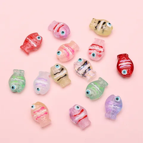 Hand-Painted Lampwork Glass Fish Beads Animal Shape Striped Spacer Beads For DIY Jewelry Making Bracelet Necklace Craft
