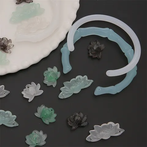 Chinese Style Resin Lotus Flower Pendant Bamboo Joint Design DIY Jewelry Making Accessories For Bracelet Necklace Handcrafted Findings Craft Charms