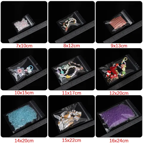 Verdickte Transparente PE Ziploc Beutel Für DIY Schmuck Aufbewahrung Klare Kunststoff Selbstversiegelnde Beutel Verpackung