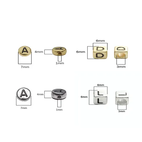 Acrylic Alphabet Beads Square Round Letter Beads Gold Silver Electroplated Alphabet Spacers For DIY Jewelry Making Bracelet Necklace Findings