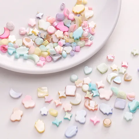 Colorful Natural Shell Mixed Shapes Loose Beads For DIY Jewelry Making Bracelet Necklace Star Moon Heart Floral Shell Charms Accessories
