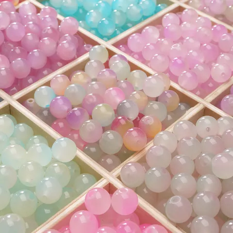 Dreamy Jelly Round Two Tone Acrylic Loose Beads For DIY Handmade Bracelet Necklace Jewelry Making Craft Accessories 8mm 10mm