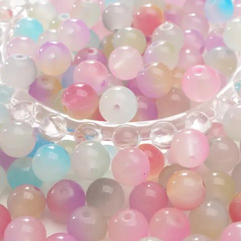 Dreamy Jelly Round Two Tone Acrylic Loose Beads For DIY Handmade Bracelet Necklace Jewelry Making Craft Accessories 8mm 10mm