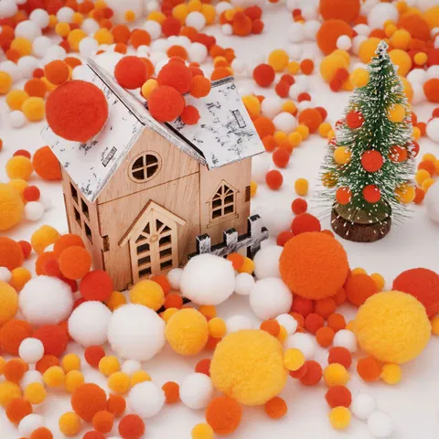 DIY Multi-Size Colorful Plush Pompoms For Kids Creative Handwork Crafts Orange Yellow White Pom Poms For Christmas Home Decor