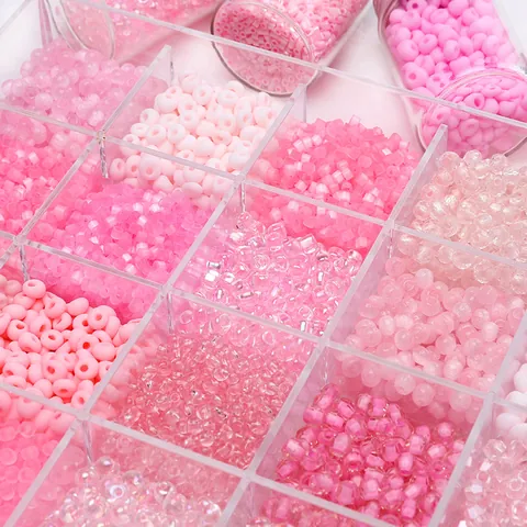 Barbie Pink Glass Seed Beads For DIY Bracelet Necklace Making Handmade Frosted Holographic Loose Beads Jewelry Findings Accessories
