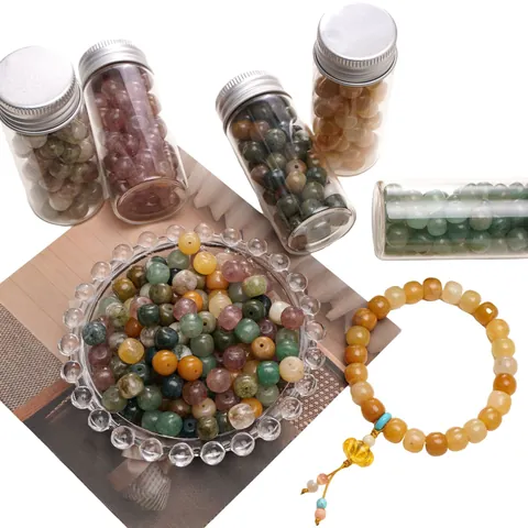 Natural Stone Drum Beads For DIY Jewelry Making Bracelet Necklace Aventurine Topaz Agate Strawberry Quartz Loose Beads