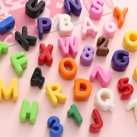 Acryl Alphabet Buchstaben Zahlen Perlen Großes Loch Bunte Süßigkeiten Farben Für Schmuckherstellung DIY Armband Halskette