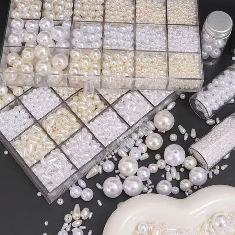 Künstliche Perles Imitation Künstliche Perle ABS Haute Brillance Formes Goutte Ronde Ovale Matériel Bijoux DIY pour Bracelet Collier Femme