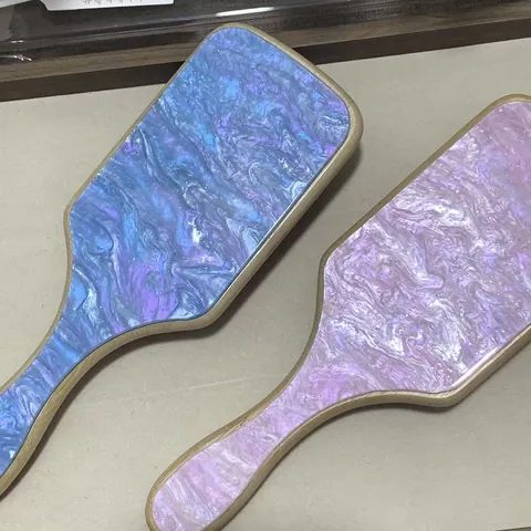 Spazzola Per Capelli Paddle Districante In Acetato Marmo Manico In Bambù Pettine Massaggio Per Donna Cura Dei Capelli Viaggio