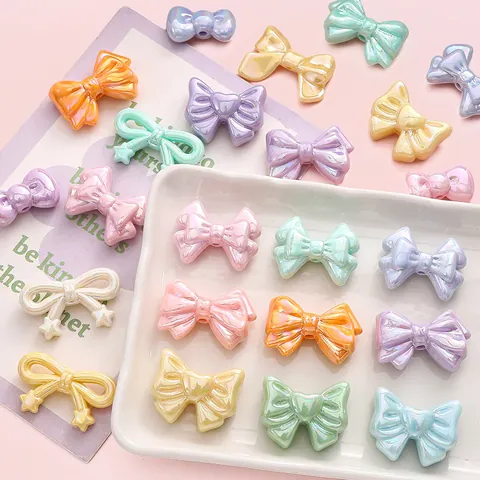 Acryl Iriskaderende Strikkralen Kunstparelmoer Macaron Kleur Hart Ster Vorm Losse Kralen Voor DIY Sieraden Maken Accessoires