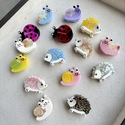 Cute Resin Animal Hair Claws Colorful Snail Hedgehog Ladybug Bee Small Claw Clip Women Girls Childlike Hair Accessories