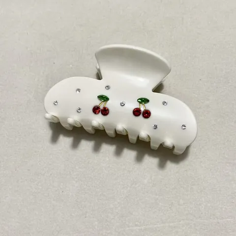 Pinza de Pelo de Acetato con Cereza para Mujer Elegante Clip de Tiburón con Strass Accesorio de Peinado Exquisito para Diario