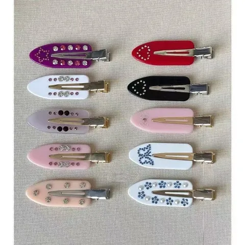 Hair Clips Acetate Resin Alloy Rhinestone Flower Star Heart Wing Duckbill Barrettes French Vintage Elegant For Women