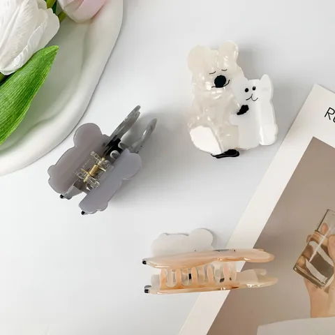 Simpatica Clip per Capelli a Forma di Koala in Acetato per Donna Motivo Marmo Forma Animale Accessorio per Capelli