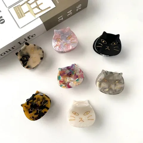Pinza per Capelli a Forma di Gatto in Acetato per Donna Ragazza Stile Giapponese Coreano Accessori per Capelli Quotidiani Molletta Gatto