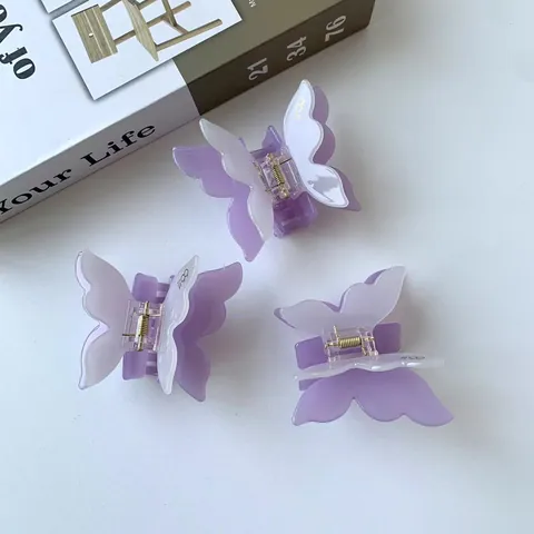 Dolce Fermaglio Per Capelli A Farfalla In Acetato Per Donna Carino Lilla Bianco Stratificato Shark Clip Accessori Per Capelli Di Moda Fatti A Mano