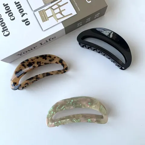 Pinza per Capelli Grande in Acetato Ovale Cavo Geometrico Fermaglio per Capelli Donna Capelli Folti Francese Vintage Tartarugato Nero Accessori Capelli