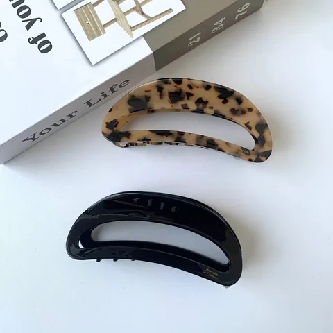 Pinza per Capelli Grande in Acetato Ovale Cavo Geometrico Fermaglio per Capelli Donna Capelli Folti Francese Vintage Tartarugato Nero Accessori Capelli