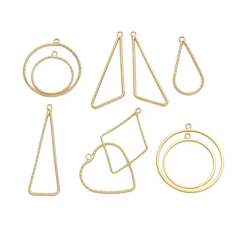 14K Gold Filled Copper Geometric Pendants DIY Jewelry Making Findings Heart Round Triangle Charms For Earrings Necklace