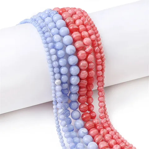 Synthetic Striped Agate Round Loose Beads For DIY Jewelry Making Smooth Stone Beads For Bracelets Necklaces Handicrafts