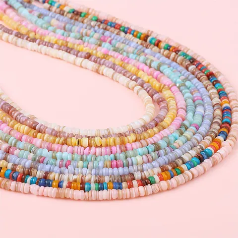 Natural Colored Shell Spacer Beads Flat Round Heishi Disc Loose Beads For DIY Necklace Bracelet Jewelry Making Handmade Crafts