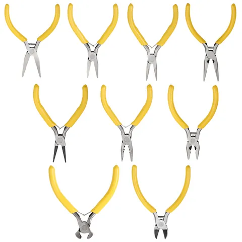 Carbon Steel DIY Jewelry Making Pliers Professional Polished Hand Tools Yellow Non Slip Handle Mini Precise Pliers For Crafting Handmade Accessories