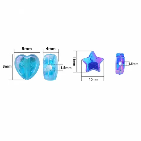 Iridescent Acrylic Heart Star Beads For DIY Jewelry Making Bracelet Necklace Material Multicolored Handcrafted Accessories