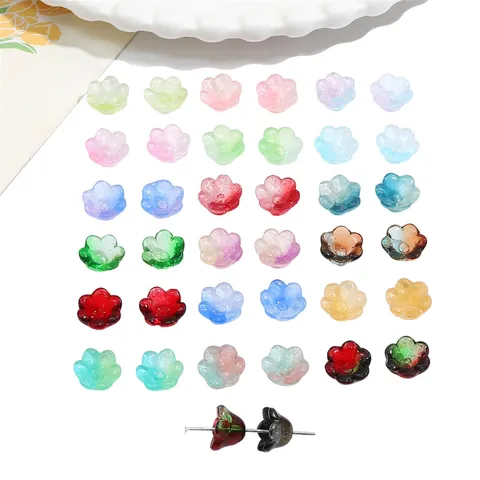 Handmade Lily Of The Valley Flower Shape Glass Beads Gradient Faux Jade Glass Loose Beads For Necklace Bracelet DIY Jewelry Making Findings