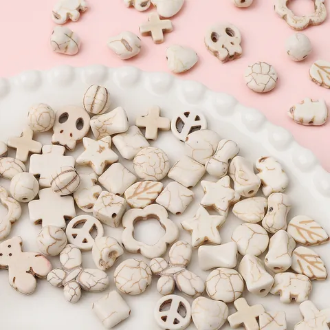 Synthetic White Turquoise Howlite Beads For Jewelry Making DIY Bracelet Necklace Accessories Mixed Shape Marbled Pattern