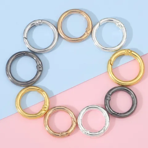 Alloy Metal Spring O-Ring Round Snap Hook Buckle For DIY Keychain Jewelry Making Bag Accessories Gold Silver Gunblack