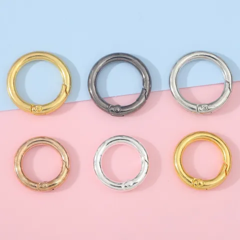 Alloy Metal Spring O-Ring Round Snap Hook Buckle For DIY Keychain Jewelry Making Bag Accessories Gold Silver Gunblack