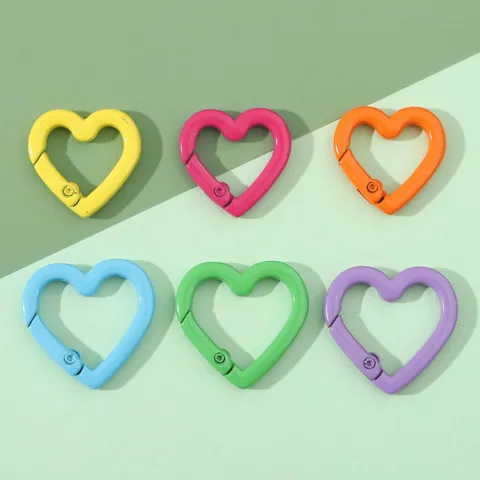 Fibbia Colorata a Molla in Metallo a Forma di Cuore Anello Aperto in Ferro Verniciato per Portachiavi Fai-da-Te Accessori per Borse