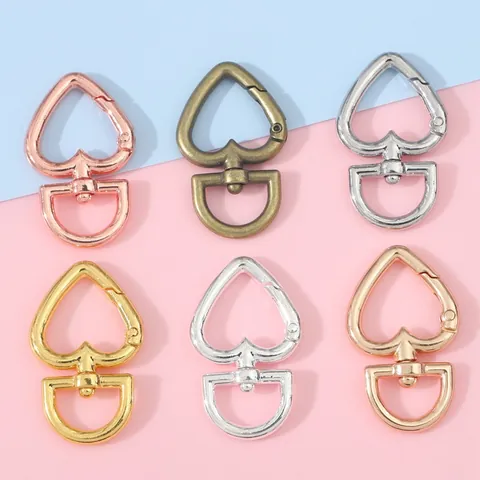 Mousqueton Pivotant en Alliage en Forme de Cœur Avec Anneau Rotatif Pour DIY Fabrication de Bijoux Porte-clés Accessoires de Sac