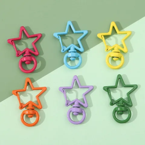 Star Shaped Alloy Lobster Clasp Keychain Hooks Rotatable Metal Clips DIY Jewelry Making Crafts Connector Keychain Findings