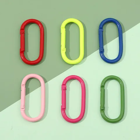 Metal Oval Carabiner Hook Painted Color Spring Snap Clip DIY Keychain Jewelry Accessory For Backpack Key Ring Organization