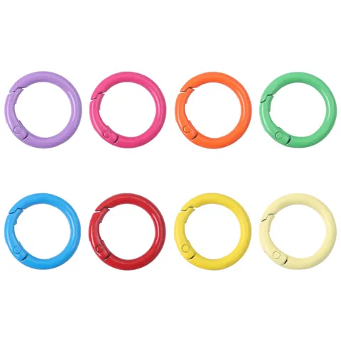 Colorful Alloy Round Spring Ring Buckle Open O-Ring Carabiner Connector For DIY Jewelry Making Bags Keychain Accessories